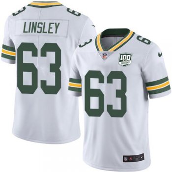 Youth Nike Packers #63 Corey Linsley White 100th Season Stitched NFL Vapor Untouchable Limited Jersey