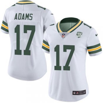 Women's Nike Packers #17 Davante Adams White 100th Season Stitched NFL Vapor Untouchable Limited Jersey