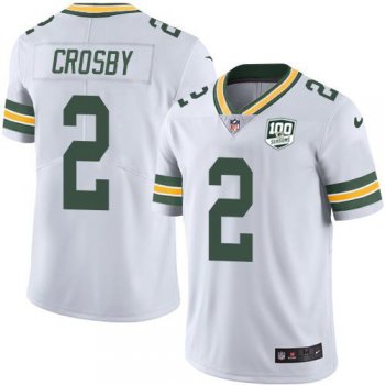 Youth Nike Packers #2 Mason Crosby White 100th Season Stitched NFL Vapor Untouchable Limited Jersey