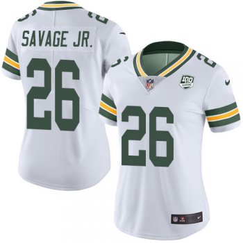 Women's Nike Packers #26 Darnell Savage Jr. White 100th Season Stitched NFL Vapor Untouchable Limited Jersey