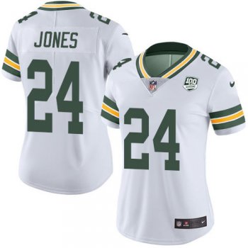 Women's Nike Packers #24 Josh Jones White 100th Season Stitched NFL Vapor Untouchable Limited Jersey