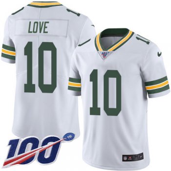 Youth Nike Packers #10 Jordan Love White Stitched NFL 100th Season Vapor Untouchable Limited Jersey