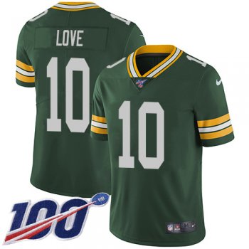 Youth Nike Packers #10 Jordan Love Green Team Color Stitched NFL 100th Season Vapor Untouchable Limited Jersey