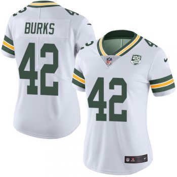 Women's Nike Packers #42 Oren Burks White 100th Season Stitched NFL Vapor Untouchable Limited Jersey