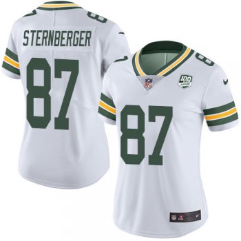 Women's Nike Packers #87 Jace Sternberger White 100th Season Stitched NFL Vapor Untouchable Limited Jersey