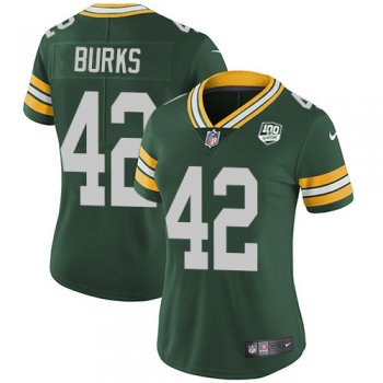 Women's Nike Packers #42 Oren Burks Green Team Color 100th Season Stitched NFL Vapor Untouchable Limited Jersey