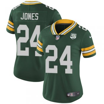 Women's Nike Packers #24 Josh Jones Green Team Color 100th Season Stitched NFL Vapor Untouchable Limited Jersey