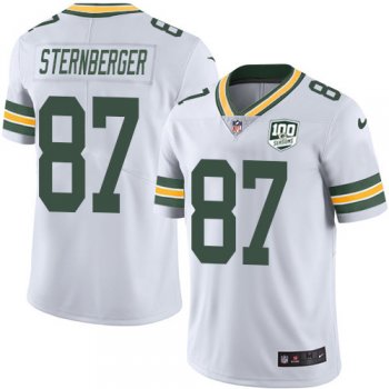 Youth Nike Packers #87 Jace Sternberger White 100th Season Stitched NFL Vapor Untouchable Limited Jersey