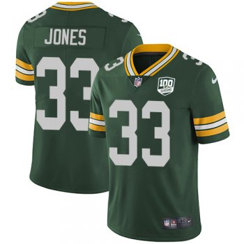 Youth Nike Packers #33 Aaron Jones Green Team Color 100th Season Stitched NFL Vapor Untouchable Limited Jersey