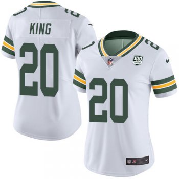 Women's Nike Packers #20 Kevin King White 100th Season Stitched NFL Vapor Untouchable Limited Jersey