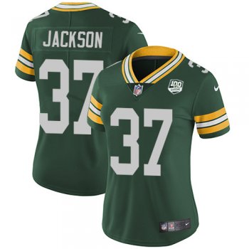 Women's Nike Packers #37 Josh Jackson Green Team Color 100th Season Stitched NFL Vapor Untouchable Limited Jersey