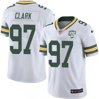 Youth Nike Packers #97 Kenny Clark White 100th Season Stitched NFL Vapor Untouchable Limited Jersey