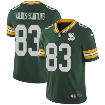 Youth Nike Packers #83 Marquez Valdes-Scantling Green Team Color 100th Season Stitched NFL Vapor Untouchable Limited Jersey