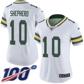 Women's Nike Packers #10 Darrius Shepherd White Stitched NFL 100th Season Vapor Untouchable Limited Jersey