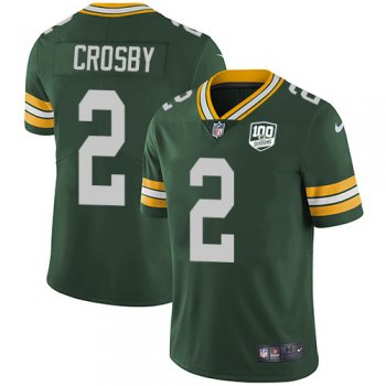 Youth Nike Packers #2 Mason Crosby Green Team Color 100th Season Stitched NFL Vapor Untouchable Limited Jersey