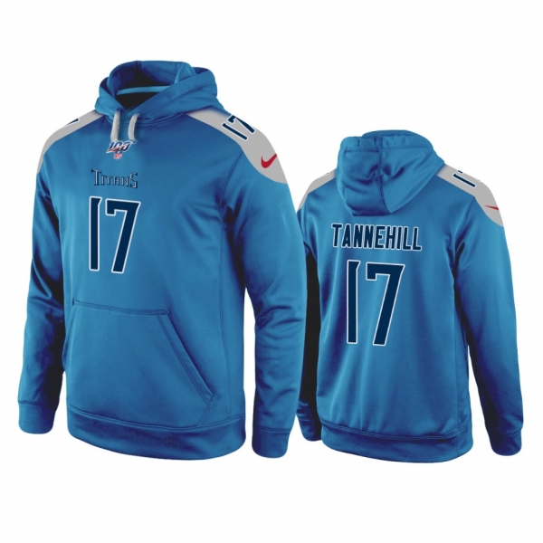 Tennessee Titans Ryan Tannehill Light Blue 100th Season Game Pullover Hoodie