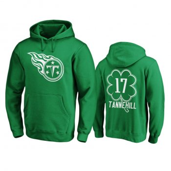 Men's Tennessee Titans Ryan Tannehill Green St. Patrick's Day White Logo Pullover Hoodie