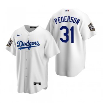 Men's Los Angeles Dodgers Joc Pederson White 2020 World Series Replica Jersey