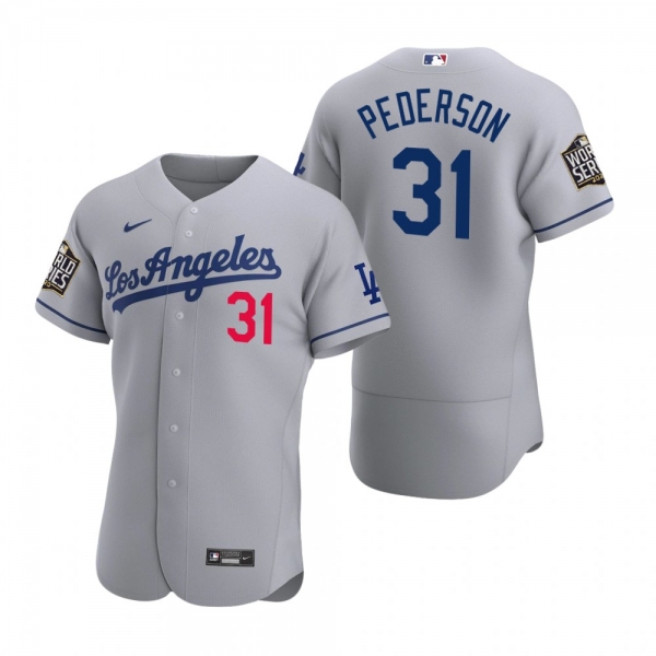 Los Angeles Dodgers Joc Pederson Nike Gray 2020 World Series Authentic Road Jersey