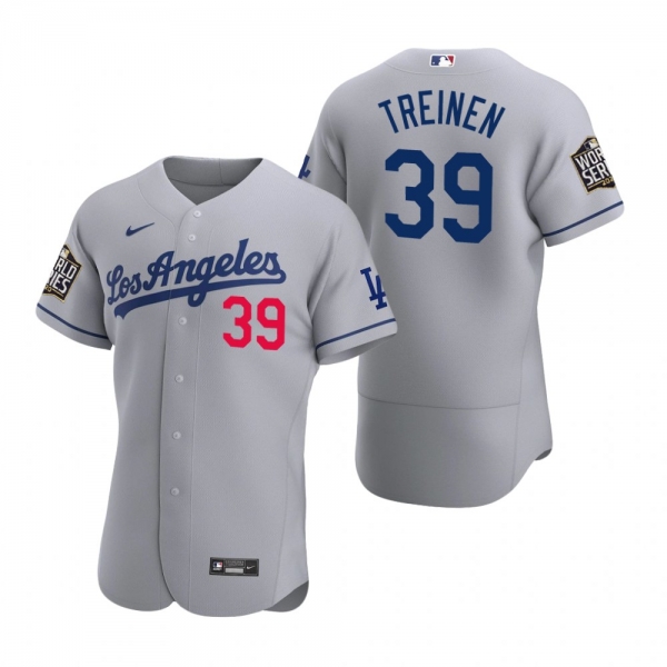 Men's Los Angeles Dodgers Blake Treinen Nike Gray 2020 World Series Authentic Road Jersey