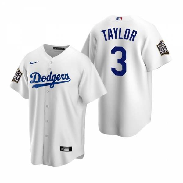 Men's Los Angeles Dodgers Chris Taylor White 2020 World Series Replica Jersey