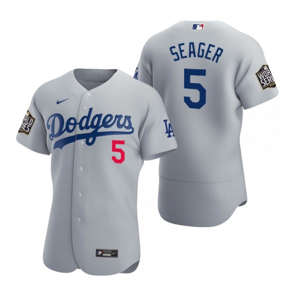 Men's Los Angeles Dodgers Corey Seager Nike Gray 2020 World Series Authentic Jersey