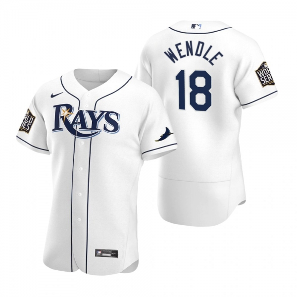 Men's Tampa Bay Rays Joey Wendle Nike White 2020 World Series Authentic Jersey