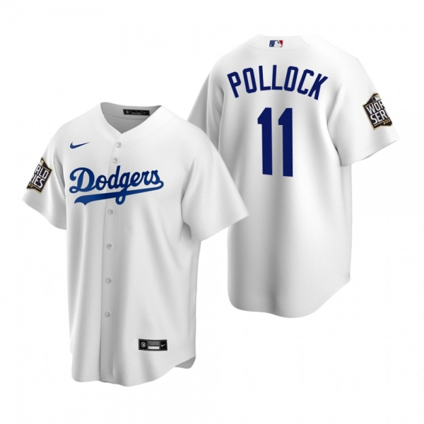 Men's Los Angeles Dodgers A.J. Pollock White 2020 World Series Replica Jersey