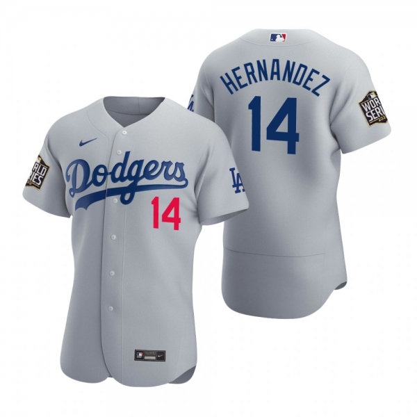 Men's Los Angeles Dodgers Enrique Hernandez Nike Gray 2020 World Series Authentic Jersey