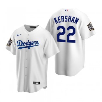 Men's Los Angeles Dodgers Clayton Kershaw White 2020 World Series Replica Jersey