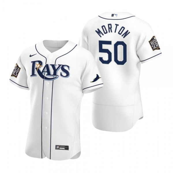 Men's Tampa Bay Rays Charlie Morton Nike White 2020 World Series Authentic Jersey