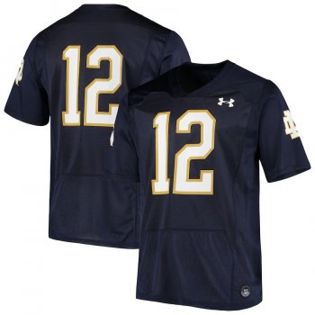 #12 Notre Dame Fighting Irish Under Armour Logo Replica Football Jersey - Navy