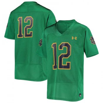 Youth #12 Notre Dame Fighting Irish Under Armour Finished Replica Football Jersey - Kelly Green