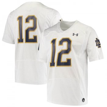 #12 Notre Dame Fighting Irish Under Armour Logo Replica Football Jersey - White