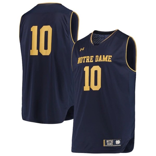 #10 Notre Dame Fighting Irish Under Armour Replica Basketball Jerseys - Navy/Gold