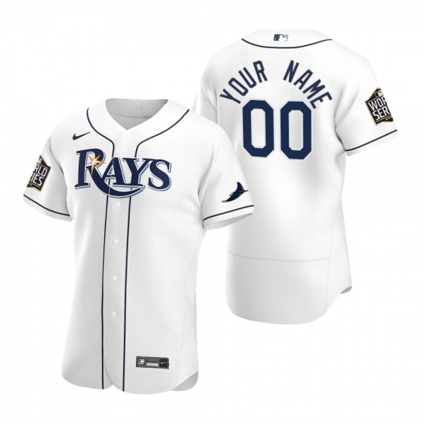 Men's Tampa Bay Rays Custom Nike White 2020 World Series Authentic Jersey