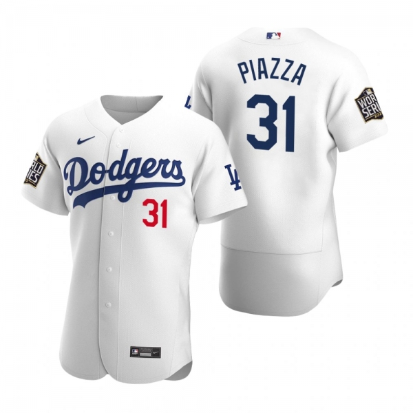 Los Angeles Dodgers Mike Piazza Nike White 2020 World Series Authentic Jersey