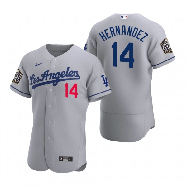 Los Angeles Dodgers Enrique Hernandez Nike Gray 2020 World Series Authentic Road Jersey