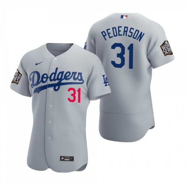 Men's Los Angeles Dodgers Joc Pederson Nike Gray 2020 World Series Authentic Jersey