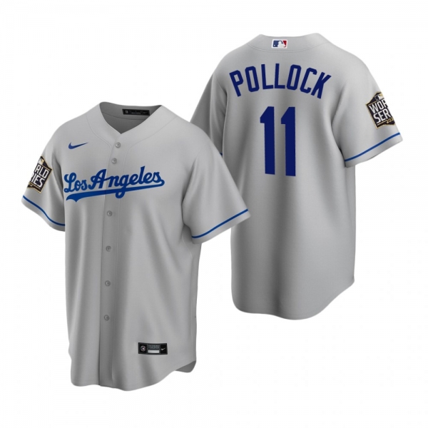 Men's Los Angeles Dodgers A.J. Pollock Gray 2020 World Series Replica Road Jersey