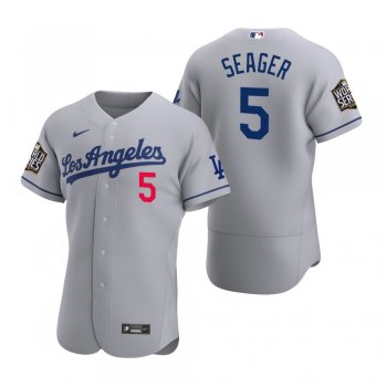 Los Angeles Dodgers Corey Seager Nike Gray 2020 World Series Authentic Road Jersey