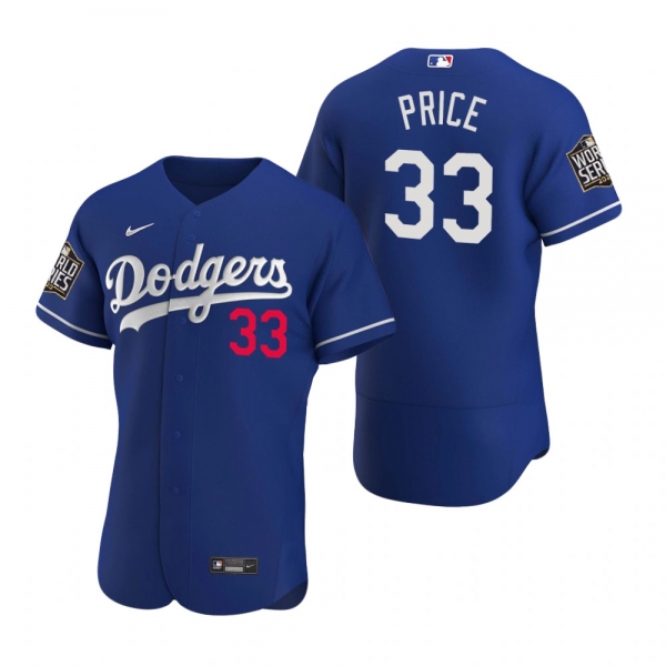 Men's Los Angeles Dodgers David Price Nike Royal 2020 World Series Authentic Jersey