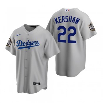 Men's Los Angeles Dodgers Clayton Kershaw Gray 2020 World Series Replica Jersey