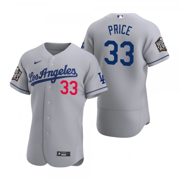 Men's Los Angeles Dodgers David Price Nike Gray 2020 World Series Authentic Road Jersey