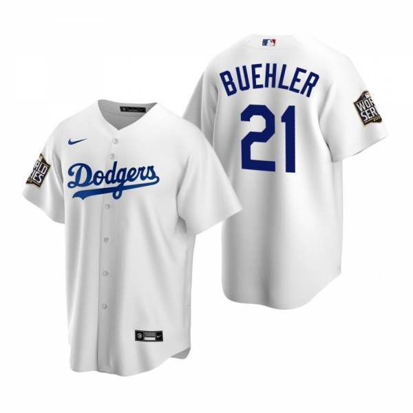 Men's Los Angeles Dodgers Walker Buehler White 2020 World Series Replica Jersey