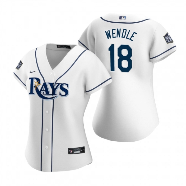 Women's Tampa Bay Rays Joey Wendle White 2020 World Series Replica Jersey