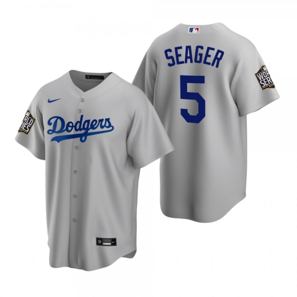 Men's Los Angeles Dodgers Corey Seager Gray 2020 World Series Replica Jersey