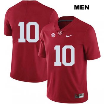 Mac Jones no. 10 Legend Mens Stitched Nike Red Authentic Alabama Crimson Tide College Football Jersey - No Name