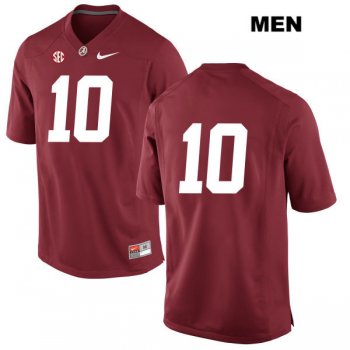 Mac Jones no. 10 Mens Stitched Red Authentic Nike Alabama Crimson Tide College Football Jersey - No Name