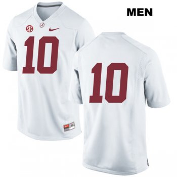 Mac Jones no. 10 Stitched Mens White Authentic Nike Alabama Crimson Tide College Football Jersey - No Name